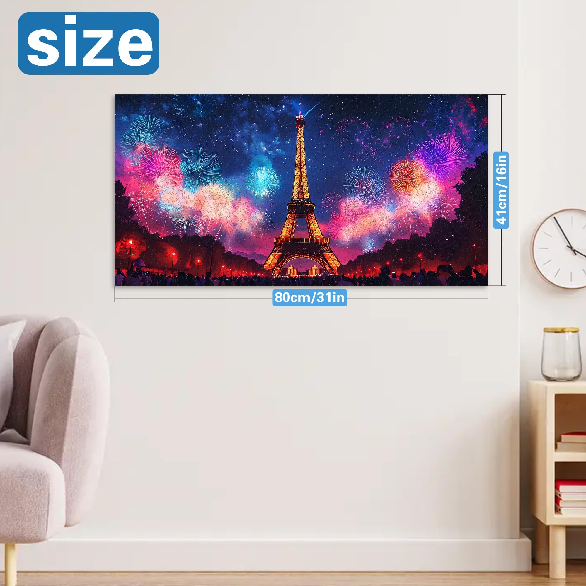 Puzzle 1000 Pezzi per Adulti Parigi Di Notte - Forma Speciale Puzzle classici | Impossibile Puzzles | Decorazione Murale Unica (41x80cm) | Regalo Originale per Amanti dei Puzzle - 4