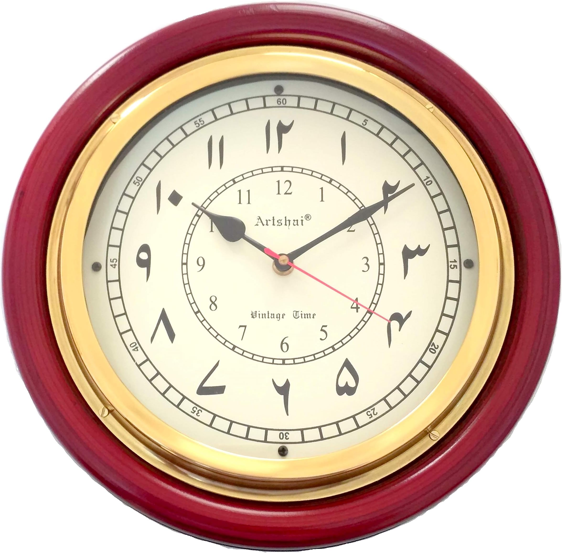 Wooden Religious Urdu Number Wall Clock (Brown)
