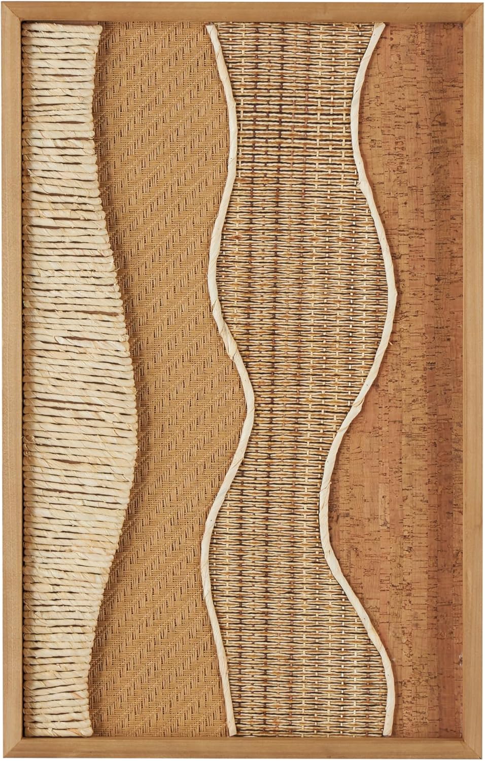 Deco 79 Wood Abstract Handmade Home Wall Decor Dimensional Wavy Mixed Media Wall Sculpture with Various Textures and Patterns, Wall Art 15" x 2" x 23", Brown