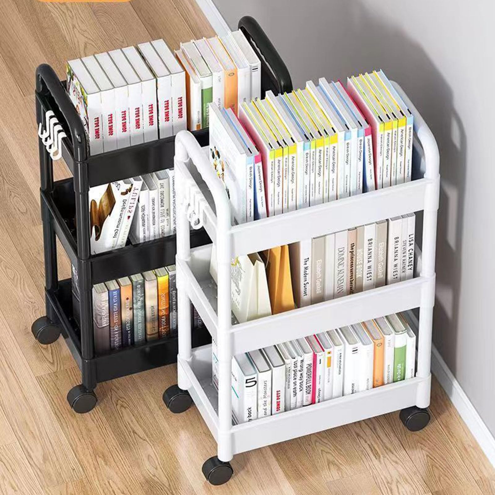 Carrito rodante compacto de 3 estantes, organizador multiuso, estante de almacenamiento móvil para armario, baño, estante rodante ajustable