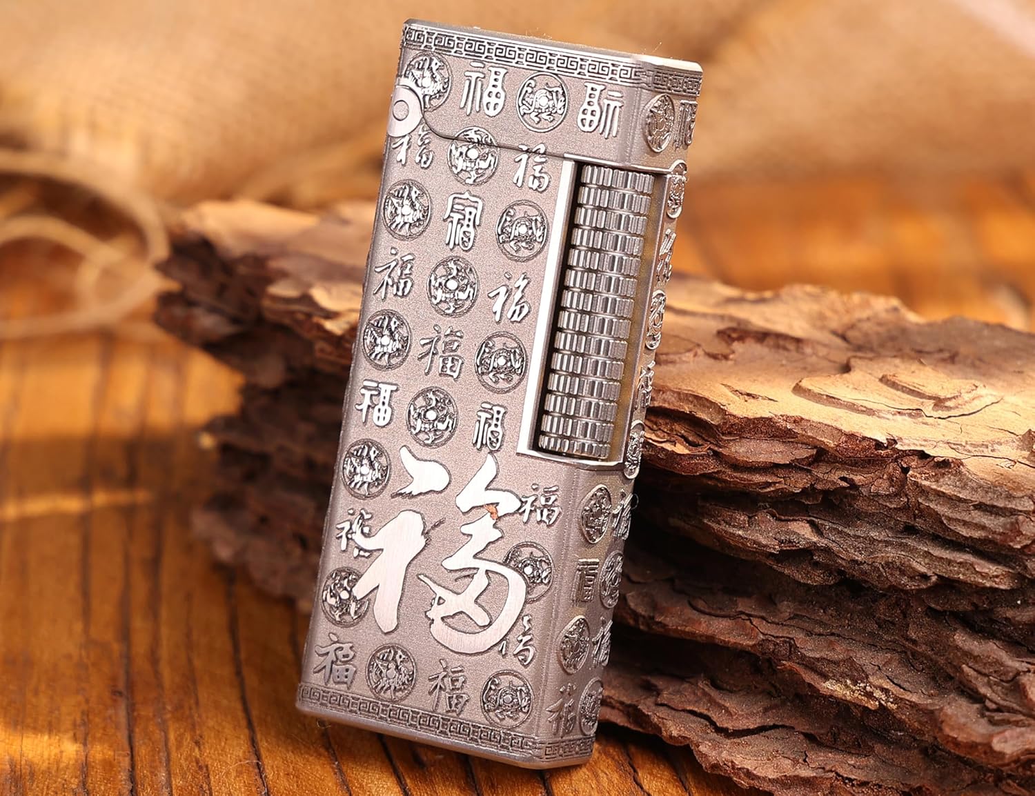 WDMART- Food-Grade Stainless Steel Mechanical Trench Lighter • Retro Soft Flame Oil Lighter • Cool Open Flame Kerosene Lighters one Click lid Opening • Model：Flame Spirit (Zhao)