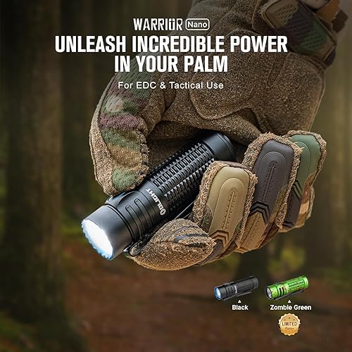 Miniatura 2 de OLIGHT Warrior Nano - Linterna táctica nano, luz LED recargable de 1200 lúmenes con cargador MCC, linterna EDC de doble interruptor para emergencia,