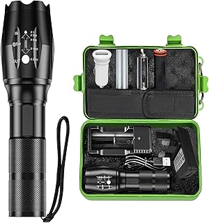 LED Torch Rechargeable Torches Led, Super Bright 2000 Lumen Flashlight Tactical Torch Battery Powered USB, T6 CREE Bulb, Zoomable Handheld Waterproof Torches for Camping Hiking [Energy Class A+++]