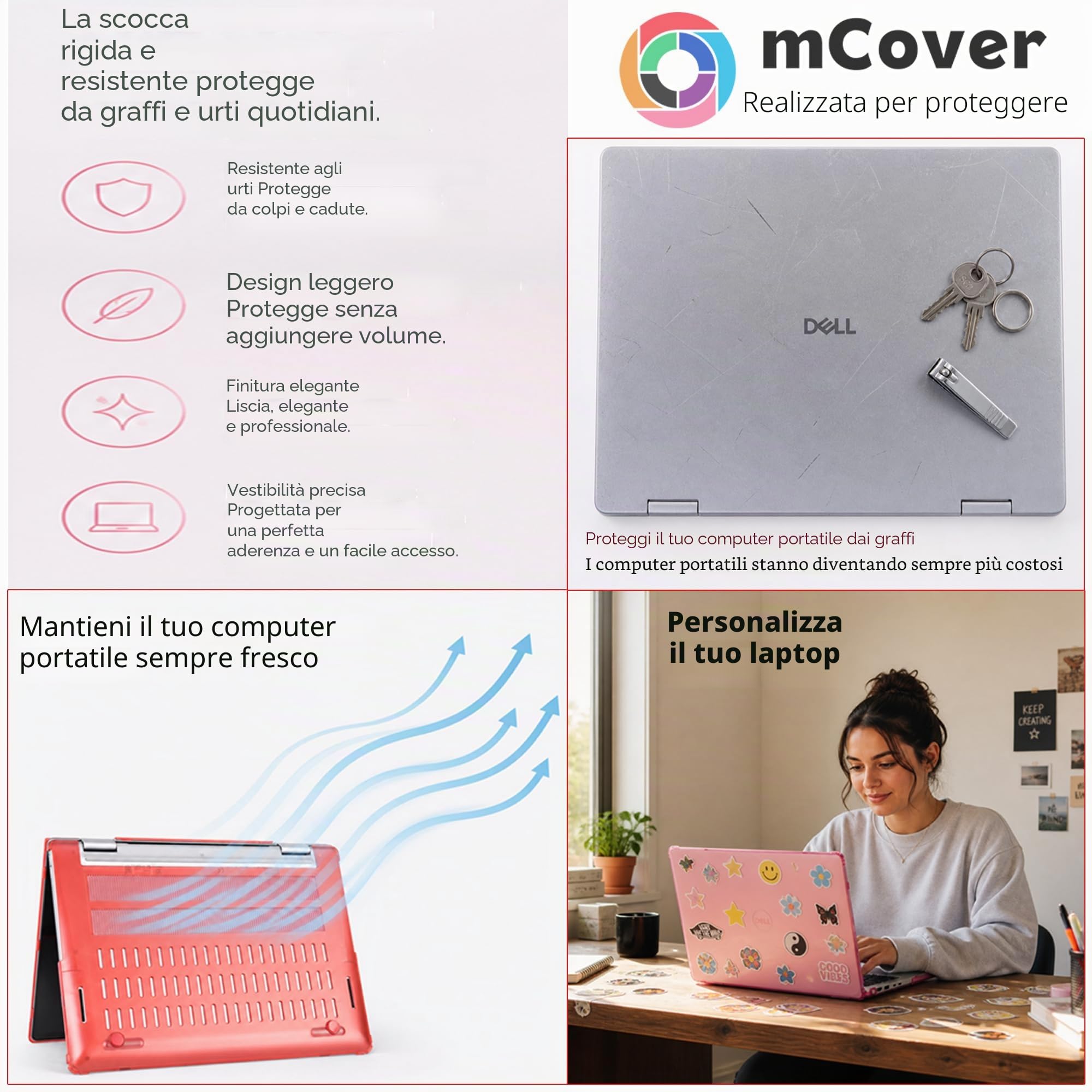 mCover Custodia compatibile solo con notebook Windows 2-in-1 da 14" Dell Inspiron 7430/7435/7440/7445 2-in-1 2023 ~ 2024 (non compatibile con altri modelli Dell), trasparente