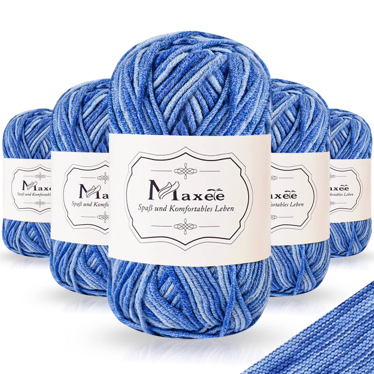 Maxee Handstrickgarn, 50 g Häkelgarn, Bunt Farbverlauf Acrylgarn zum Stricken, Weicher Wolle zum Häkeln, Mehrfarbiges Garn zum Stricken Häkeln und Basteln