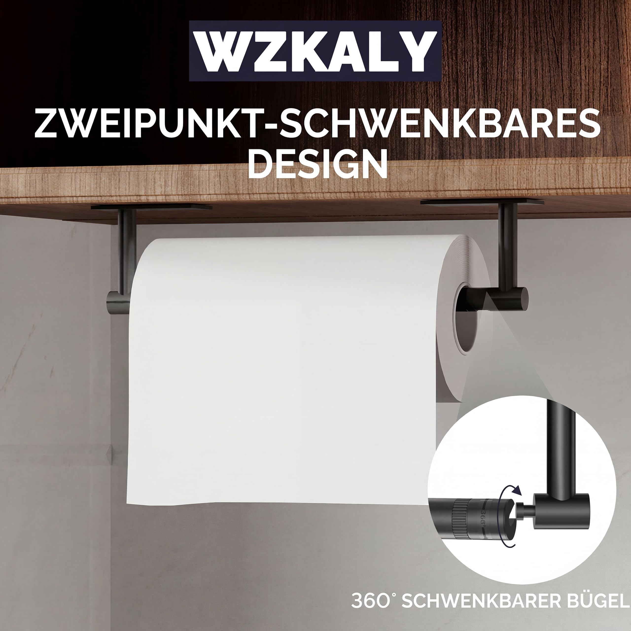Soporte para Toallas de Papel, Soporte Adhesivo para Toallas de Papel Debajo del gabinete, Autoadhesivo o montado en la Pared, Acero Inoxidable SUS304 para Cocina, baño, Granja, Barbacoa,