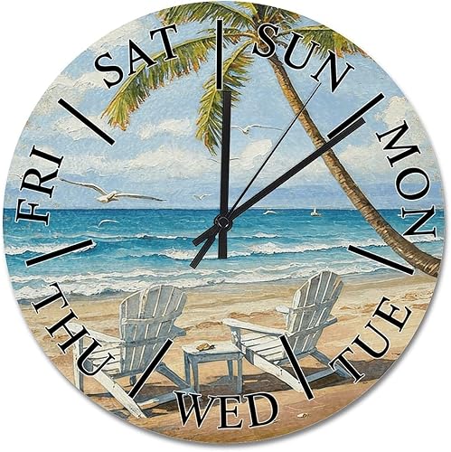 Miniatura 16 de Rv There Yet - Reloj de pared grande de madera de 10 pulgadas, funciona con pilas, sin tictac, para sala de estar, cocina, dormitorio Rv allí todavía