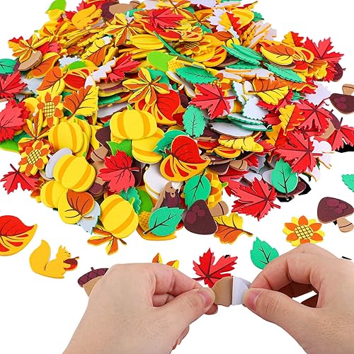Miniatura 2 de Elcoho 600 calcomanías autoadhesivas de espuma para otoño, calcomanías de Acción de Gracias, calcomanías de hojas de otoño para decoración de fiesta