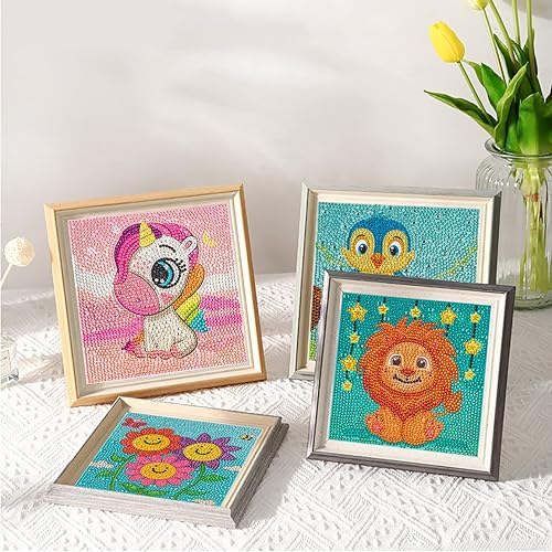 Miniatura 4 de DIZAKIM Kits de pintura de diamantes para niños, paquete de 6 gemas para niños de 8 a 12 años, arte de diamantes fácil para principiantes,