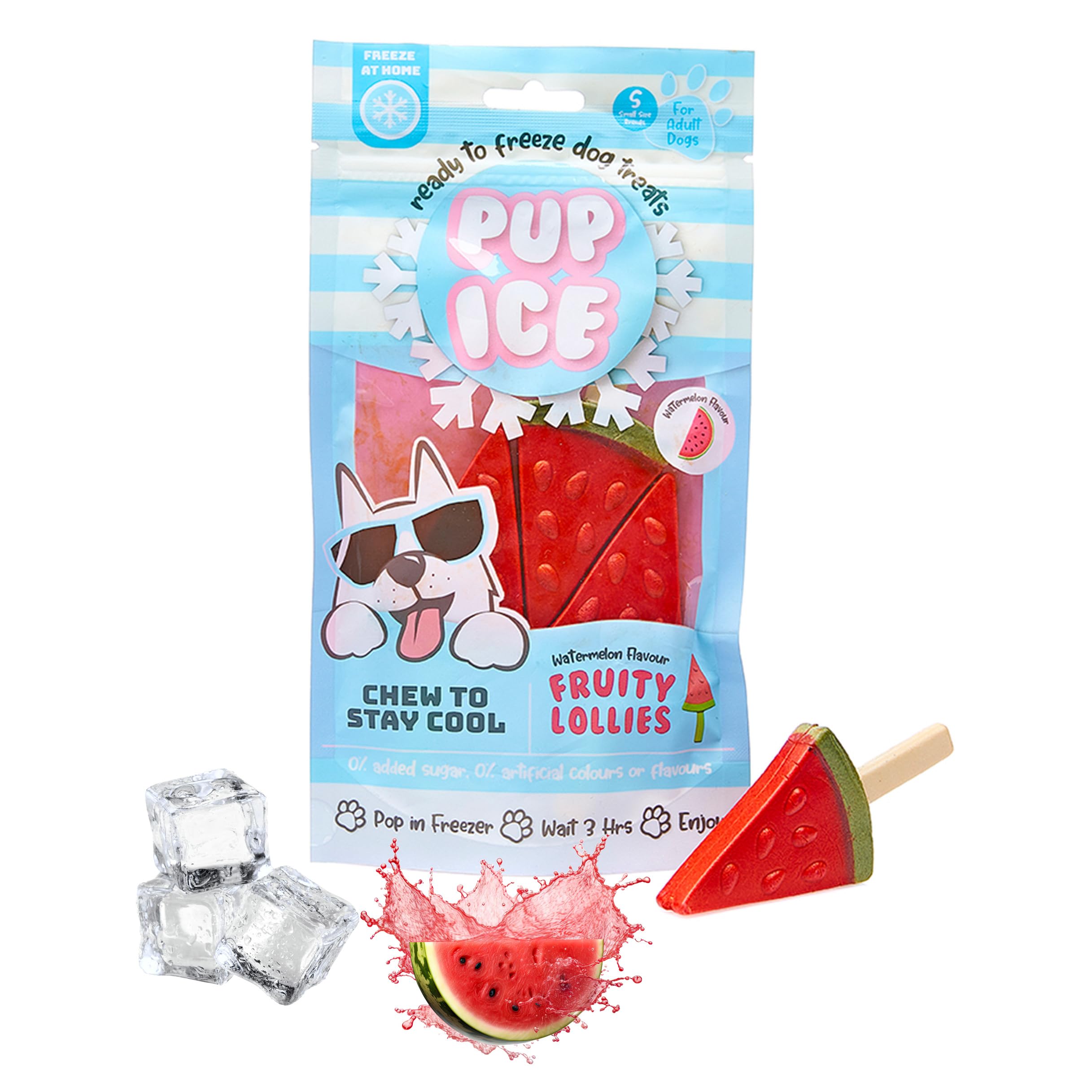 Pup Ice- Ready to Freeze at Home Dog Treats-Edible Chews for Small Breed Dogs & Puppies with Real Chicken to Keep Your Pup Cool Year Round, Fruity