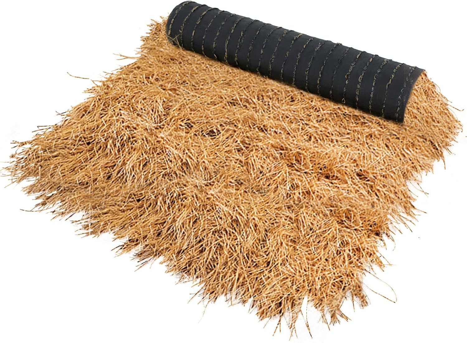 XLX TURF Fireproof Artificial Thatch Grass Roofing Roll for Tiki Bar Hut, Hay Bales Material for Summer Tropical Party, Mexican Style Straw Roof Decorate Patio, Fence, 15.74" x 12'