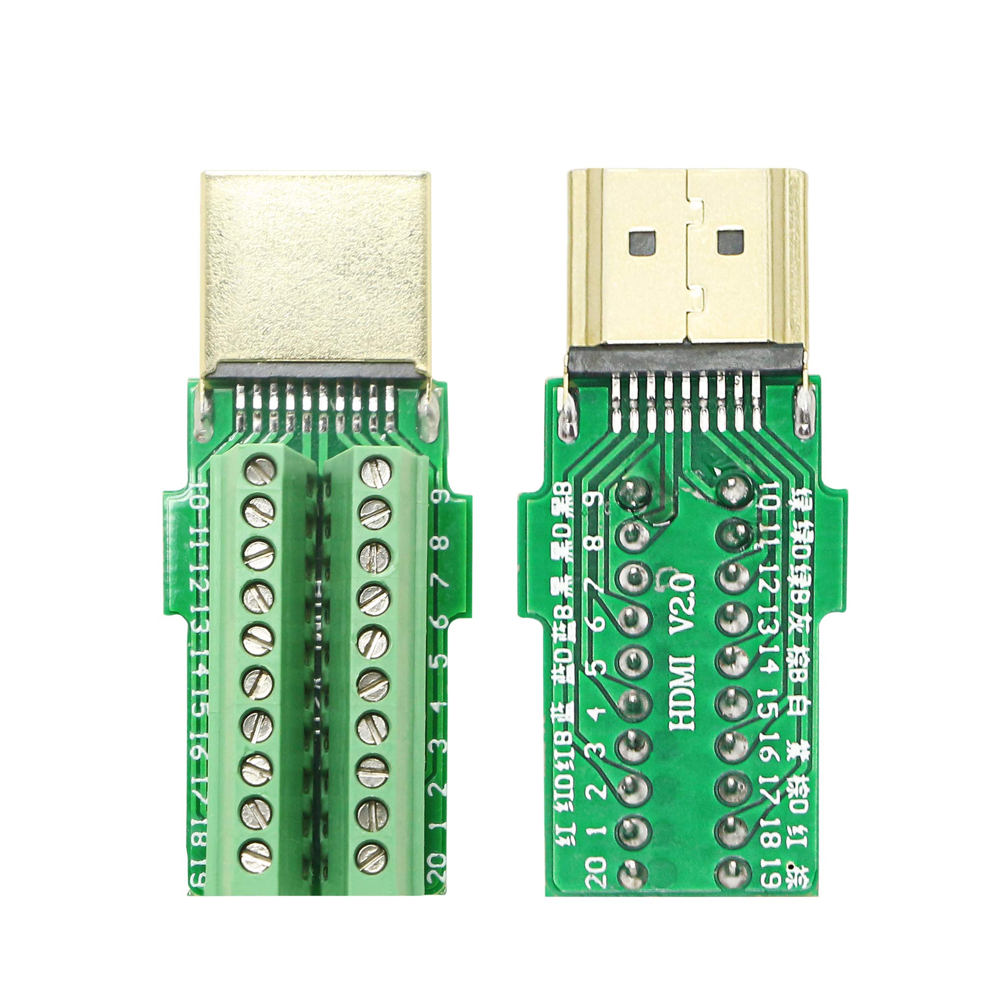 Cerrxian, Adattatore per morsettiera a vite HDMI, placcato in oro, da HDMI maschio a terminale senza saldatura, connettore con modulo di segnale, con involucro