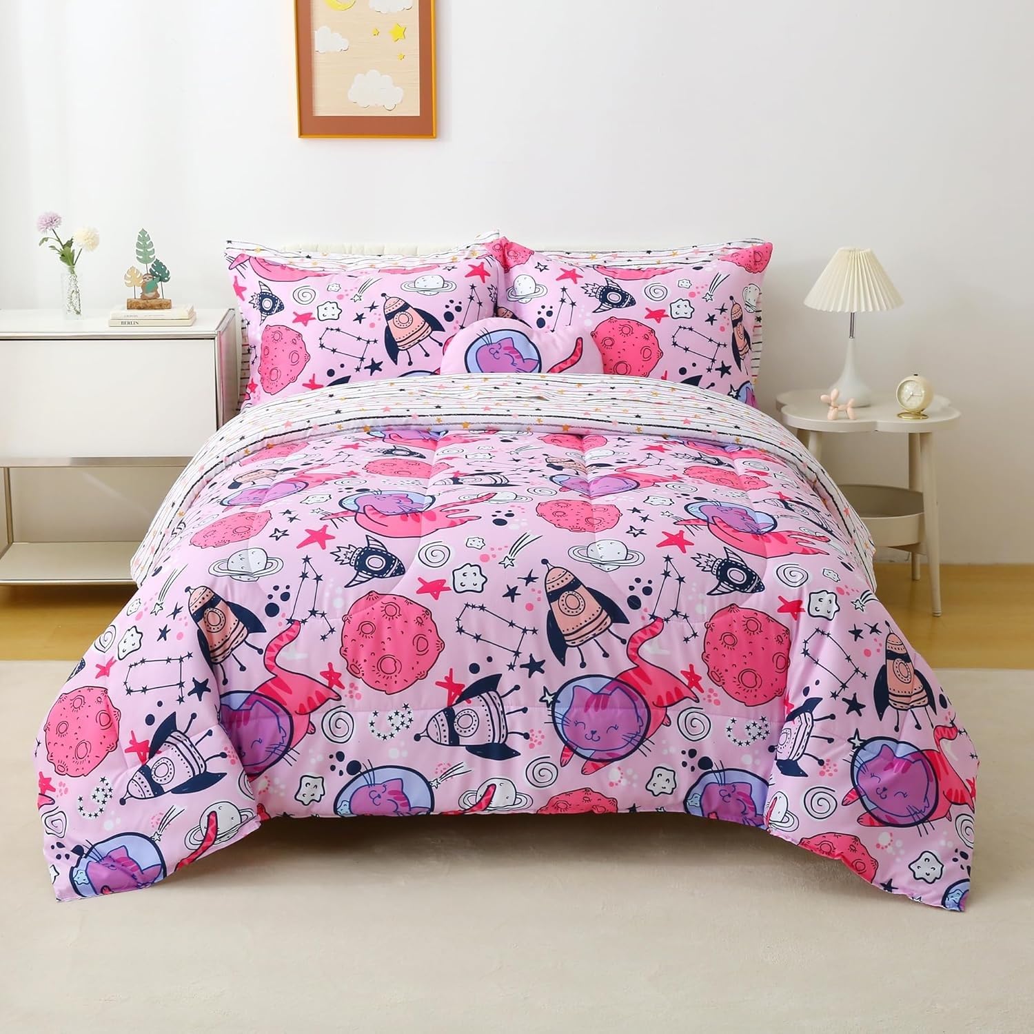Couette 240x260 chaude sans housse lavable rose édredon 2 personnes
