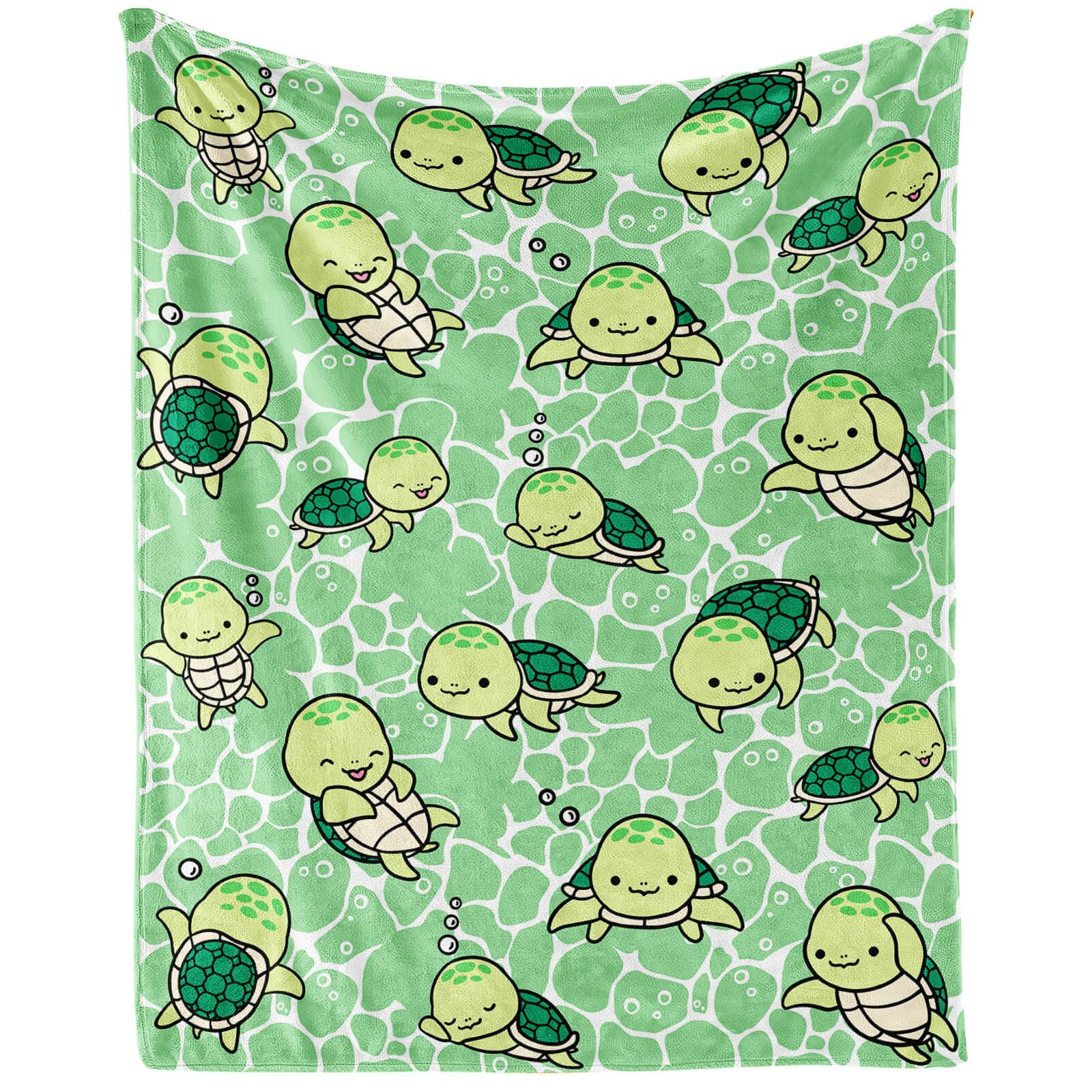 Sea Turtle Throw Blanket, 50" x 40" Flannel Cute Sea Turtles Themed Green Throw, Soft Lap Nap Throw Blanket for Home Boys Girls Women Sea Turtle Lovers Gifts - 50"x40" - Sea Turtle Blanket 3