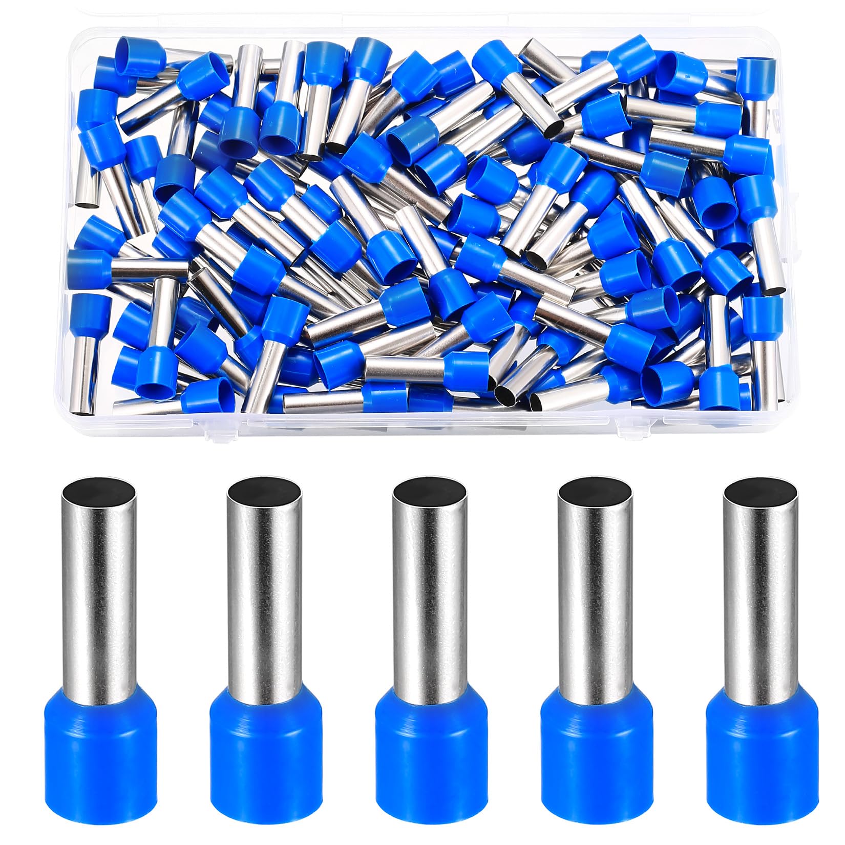 110 Pcs Wire Ferrules Kit, Blue Bootlace Ferrules 16.0mm², Electrical Crimp Connectors, Insulated Cord Pin End Terminal Kit