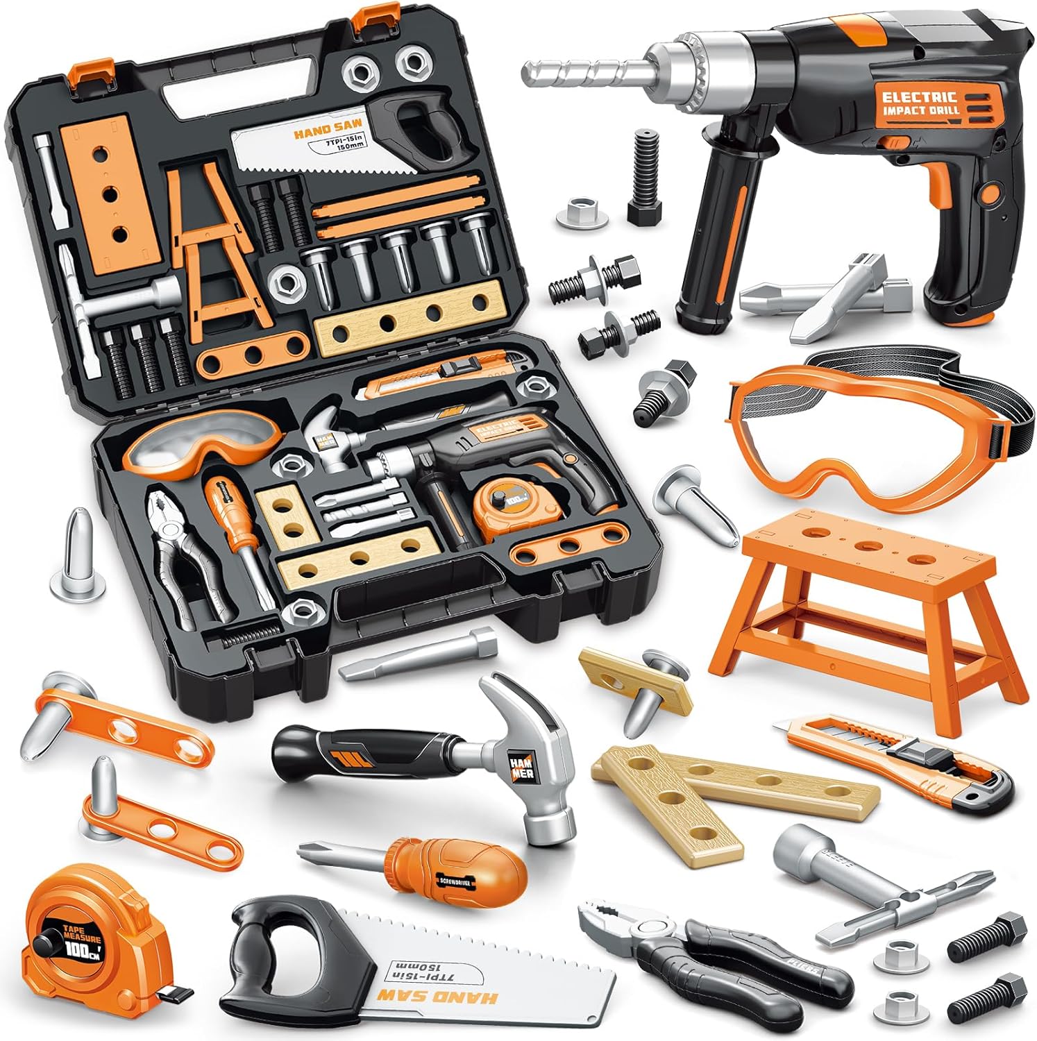 OCHIDO Kids Tool Set with Tool Box & Electronic Toy Drill, 41PCS Toddler Tool Set Kids Construction Toys for Ages 3,4,5,6,7,8, Kid Tools Boy Toys for Boys Christmas Birthday Gifts OCHIDO Kids Tool Set with Tool Box & Electronic Toy Drill, 41PCS Toddler Tool Set Kids Construction Toys for Ages 3,4,5,6,7,8, Kid Tools Boy Toys for Boys Christmas Birthday Gifts