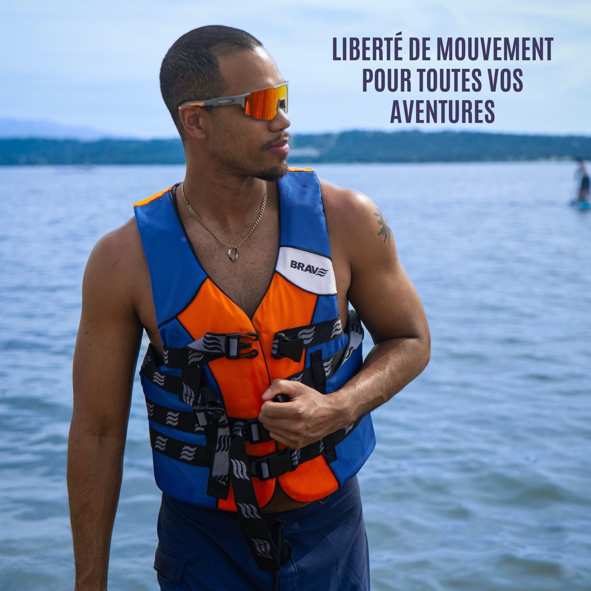 Gilet d'aide à la Flottabilité 50N Certifié pour Adulte – pour Kayak, Moto d’Eau et Sports Nautiques – Nylon + Mousse PVC – 4 Sangles Réglables