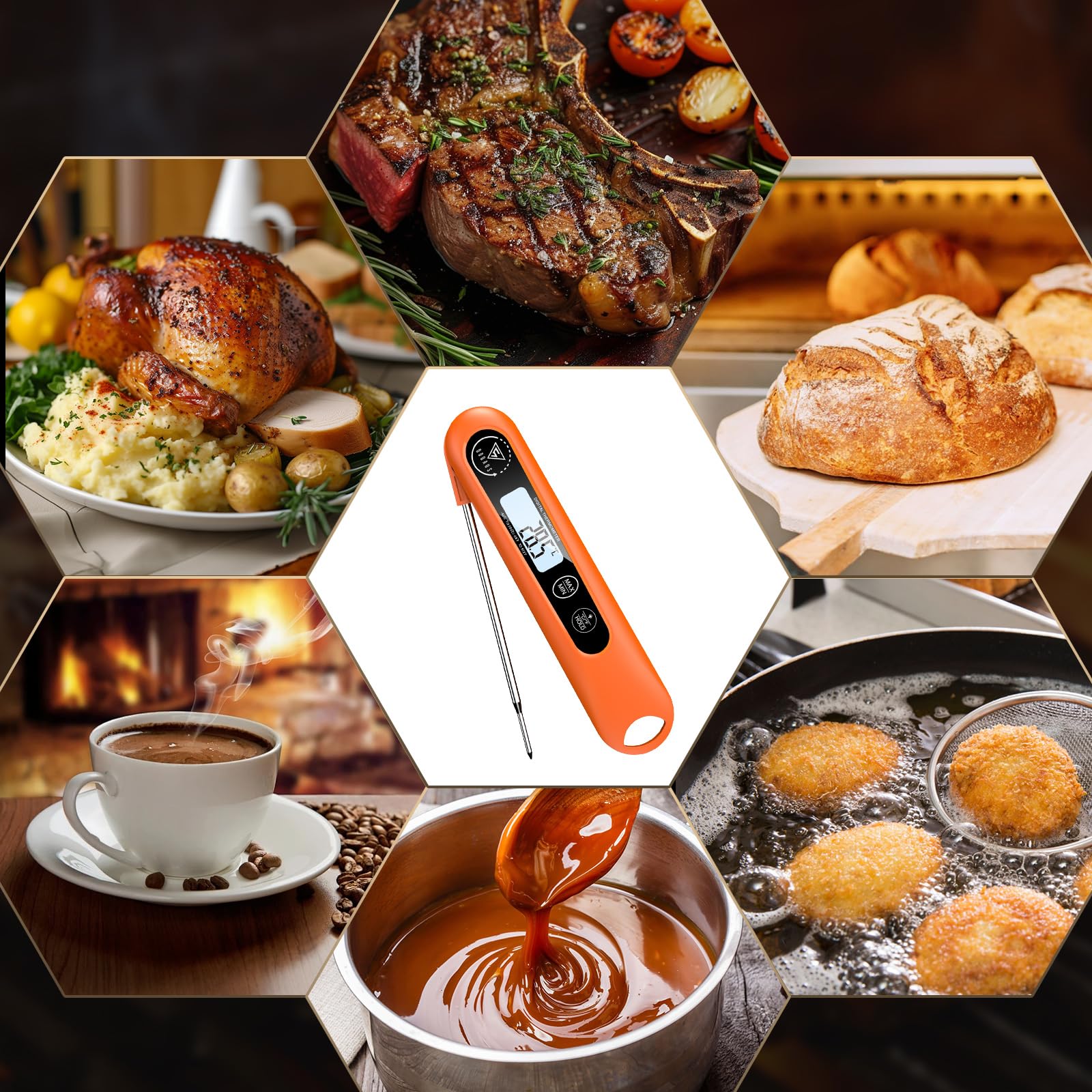 Termometro Alimentare Digitale DOQAUS - Lettura Istantanea 3s, Sonda 4.7 Pollici, Retroilluminato