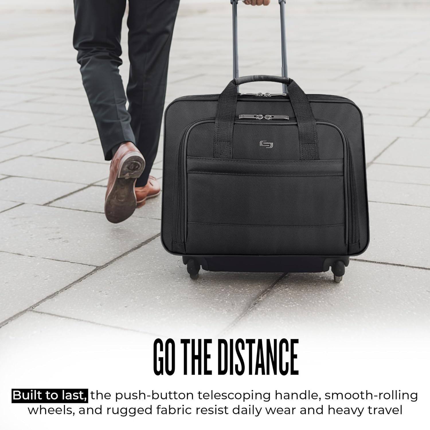 Solo New York Rolling Case with Wheels - Roller Laptop Bag, Wheeled Briefcase for Women & Men, Carry On Size for Travel, Fits 15.6" Computer - Carnegie, Black