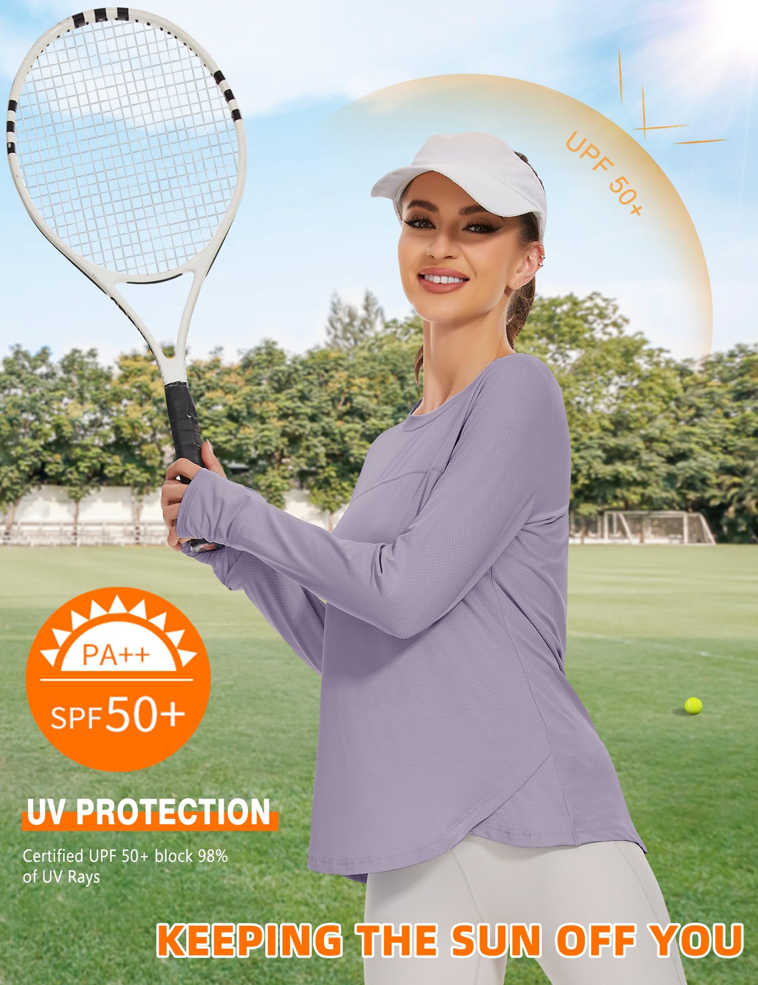IECCP Sport Bluse Damen Langarm Activewear-T-Shirts UPF 50+ UV Schutz Sonnenschutz Langarmshirts Schlanke Passform Mit Daumenloch Rashguards Sportshirt