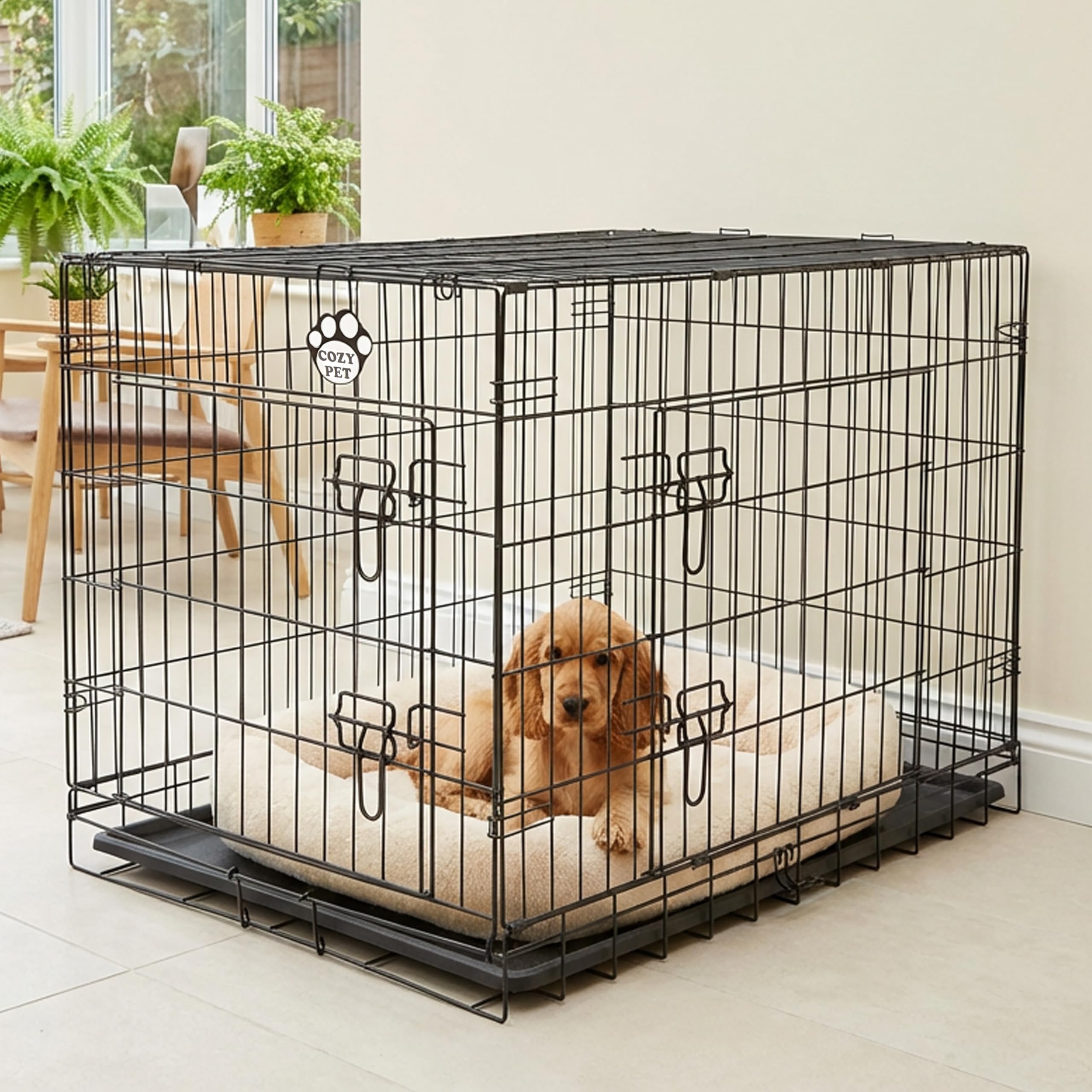Cozy Pet Dog Cage Size 36" Black ABS Tray Folding Puppy Crate Cat Carrier Puppy Crates Large Dog Crate DCP36B โ image 1