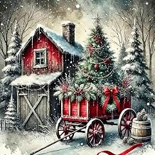 Christmas House Stamped Cross Stitch Kits for Beginners Adults 11CT