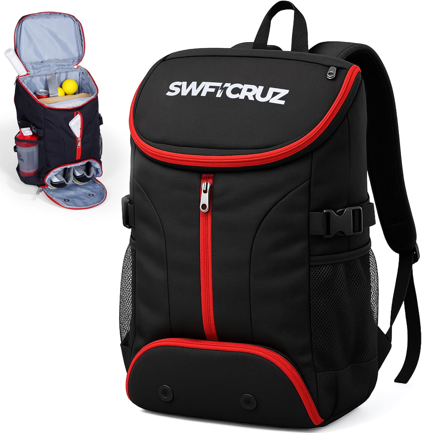 Tennis Bag, Tennis Backpack for Women and Men, Hold 2 Tennis Racket, Pickleball Paddles, Lightweight Oxford Tennis Racket Bag with Ventilated Shoe Compartment