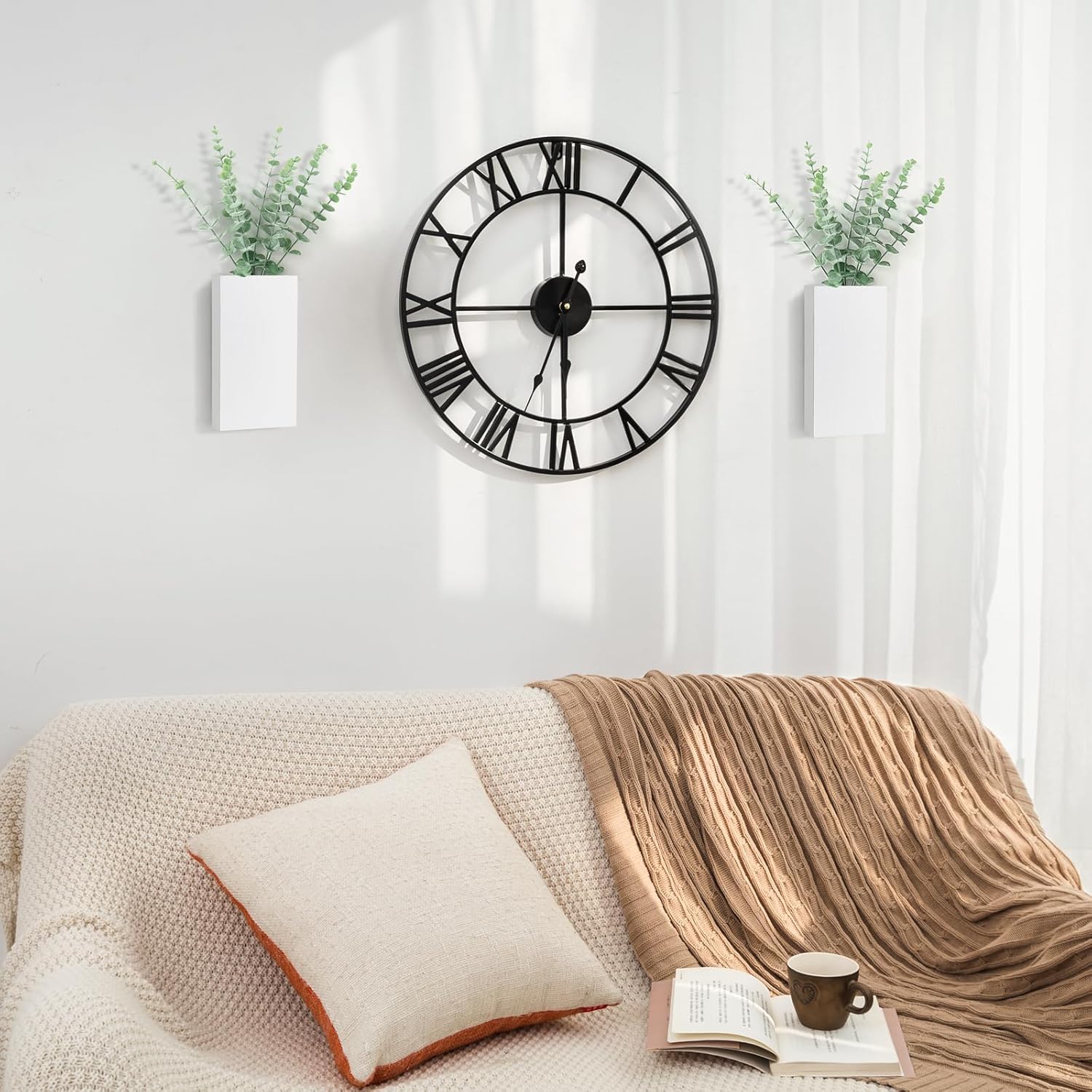 Dahey 2 PCS Wall Planter Vase with Fake Plants for Farmhouse Wall Art Decor image 2