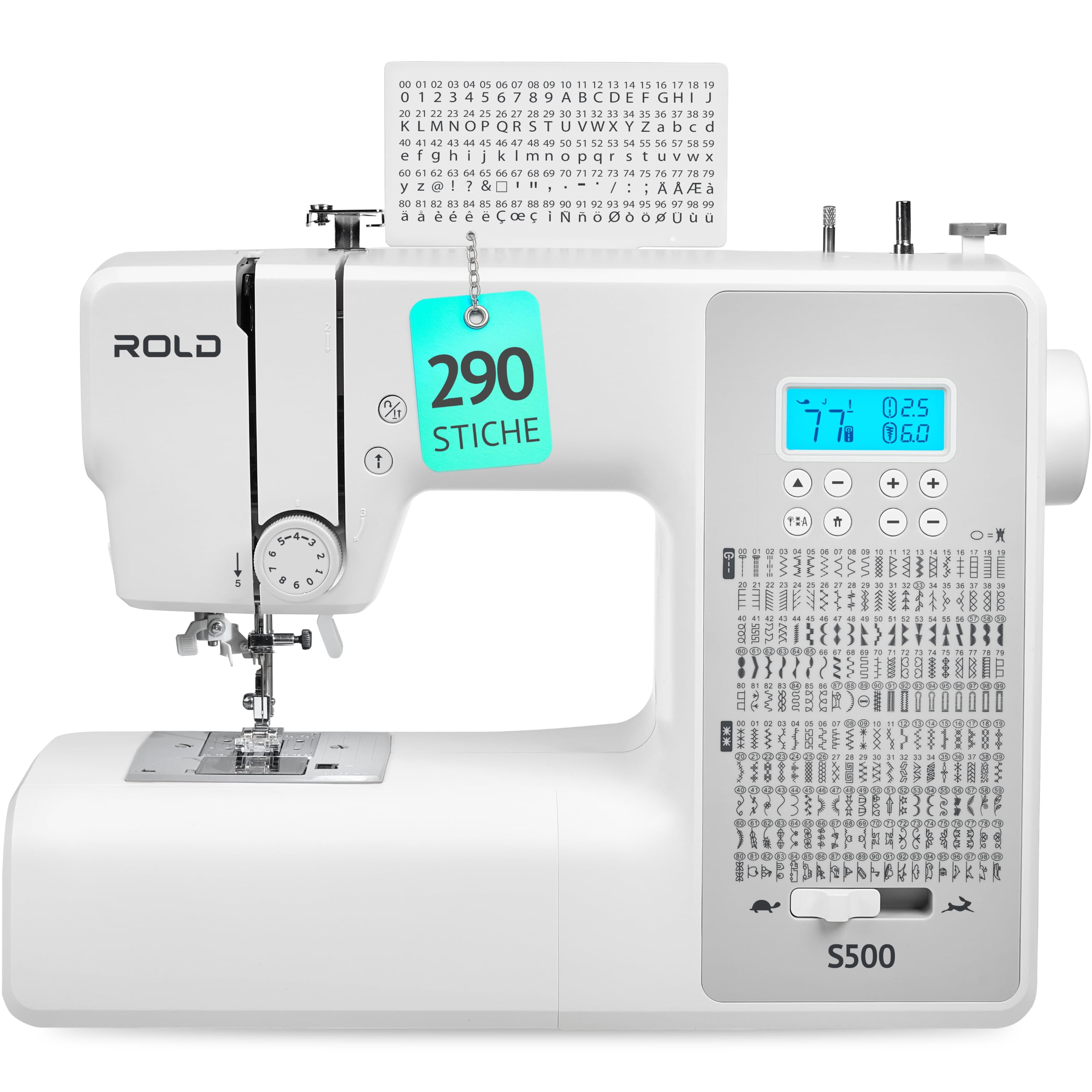 ROLD S500 Computer Nähmaschine mit 300 Stichen zum Nähen aller Arten von Stoffen | Freiarm Computer-Nähmaschinen, Einfädelautomatik (Neues Modell)