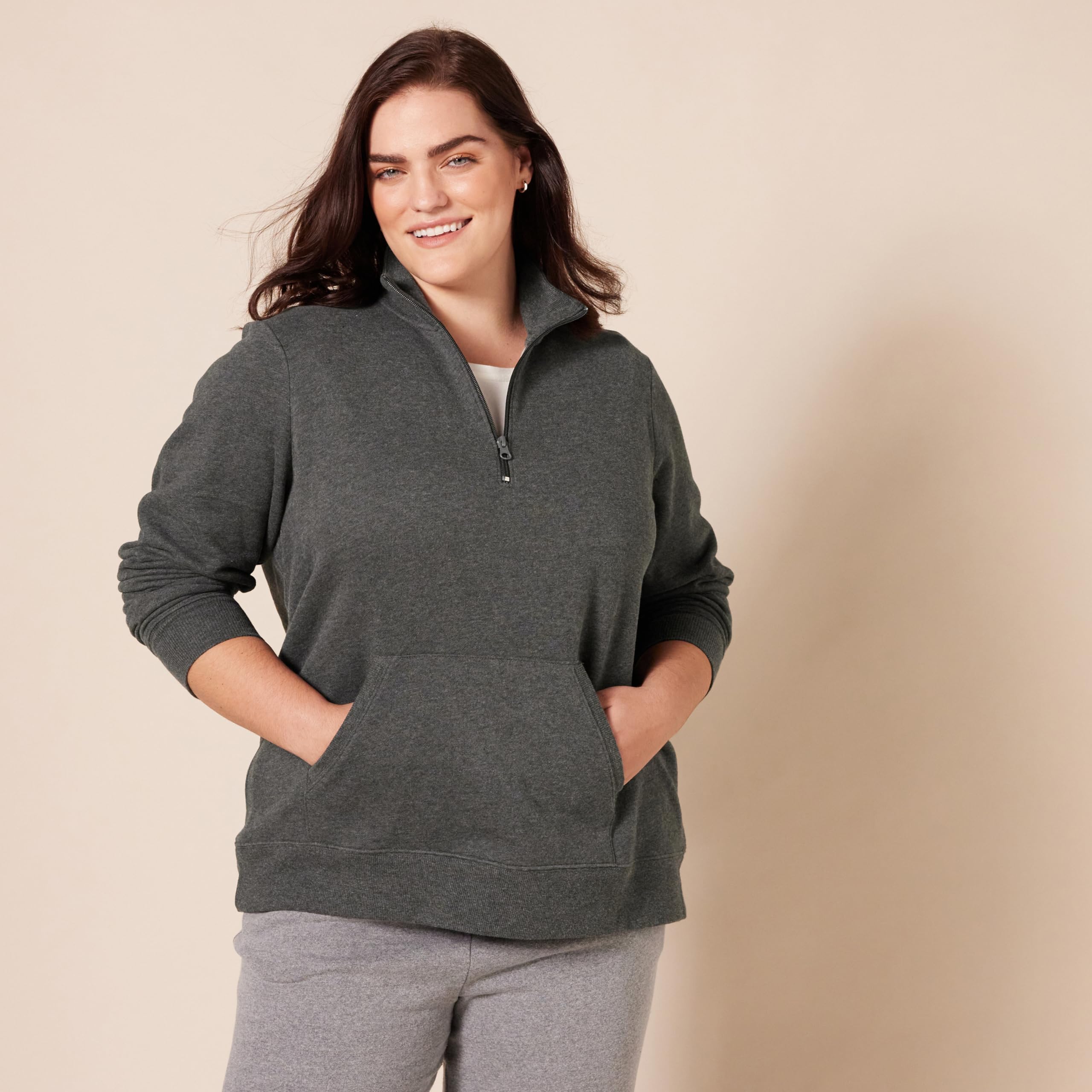 Amazon Essentials Jersey de Forro Polar de Manga Larga con Cremallera Corta (Disponible en Tallas Grandes) Mujer