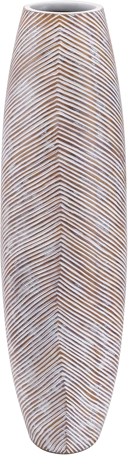 Leewadee Decorative Tall Floor Vase for Living Room Decor, 34 inches, White Wash, Resin - Image 3