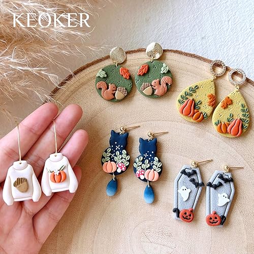 Miniatura 2 de Keoker Mini cortadores de arcilla polimérica para Halloween, mini cortadores de arcilla de otoño para hacer aretes, cortadores de aretes de arcilla