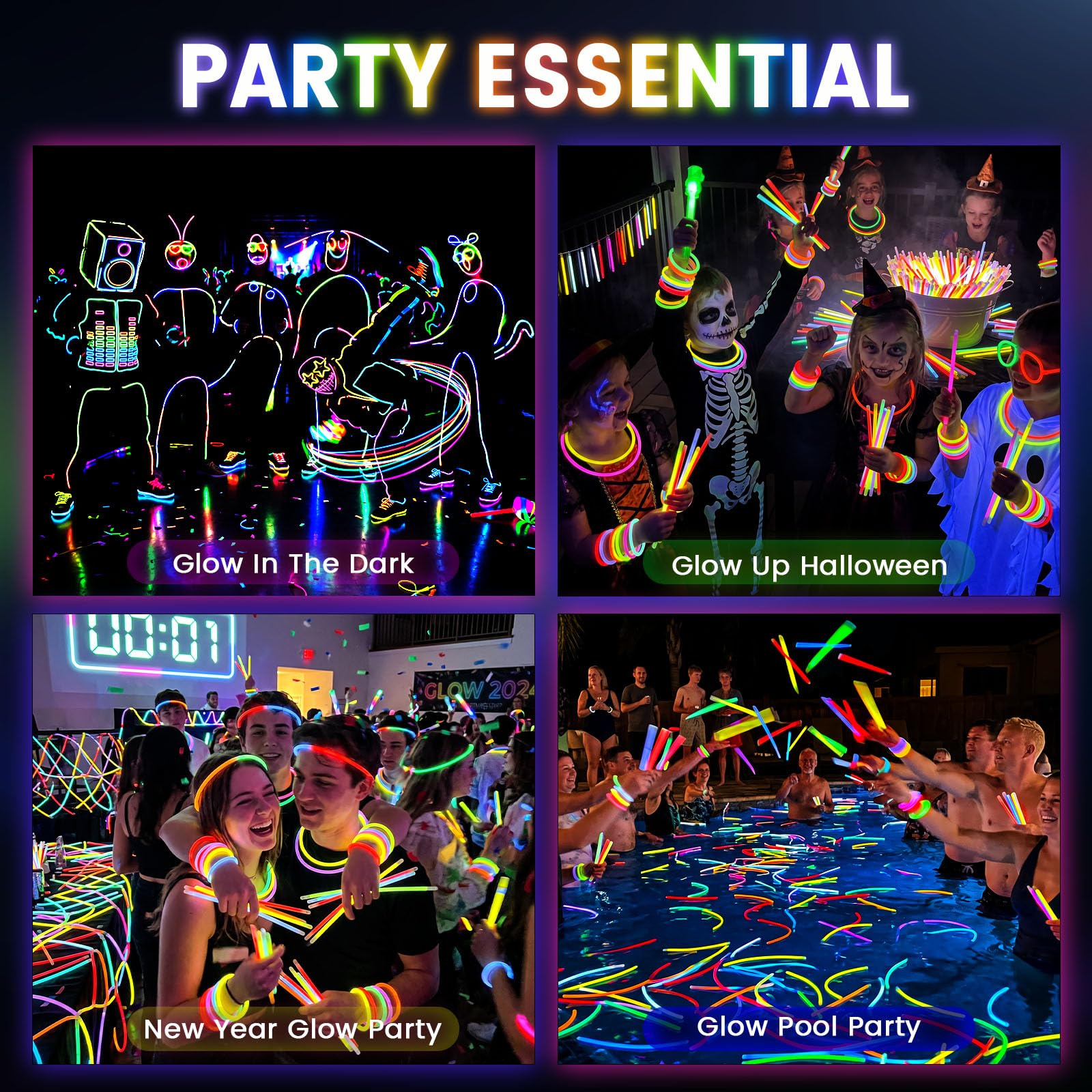 LovesTown 500PCS Glow Sticks with Bracelet Connectors for Parties