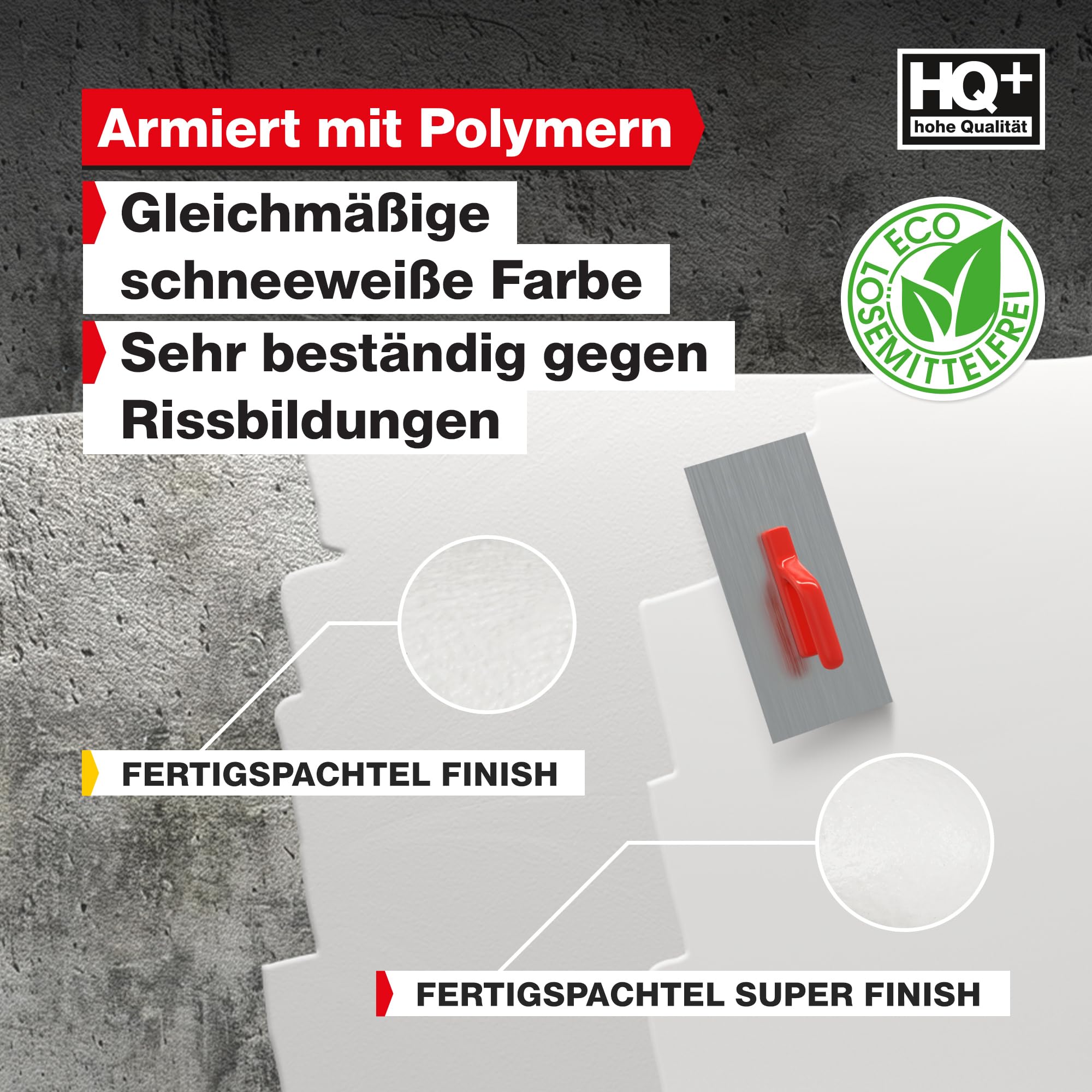 Isolbau Super Finish Spachtel 50 kg, Glättspachtel Fugenspachtel, Gebrauchsfertige Polymer-Gips Fertigspachtel Spachtelmasse für innen, Weiß Q1-Q10