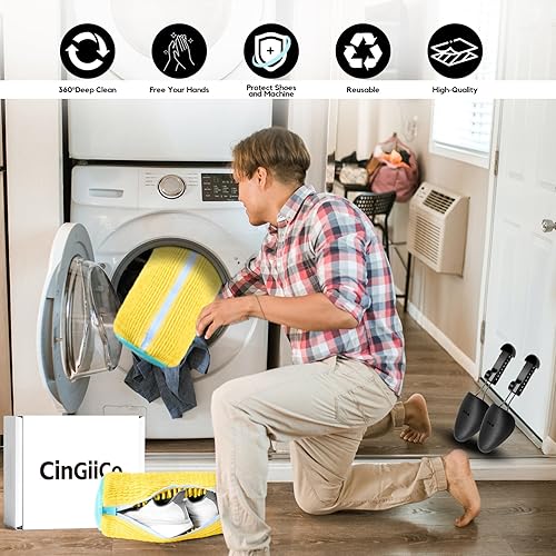 Miniatura 7 de Bolsa para lavadora de zapatos, 2 bolsas de zapatos para lavadora, con 2 estiradores de botas (L 6-12.5), limpieza profunda de 360, se adapta a la