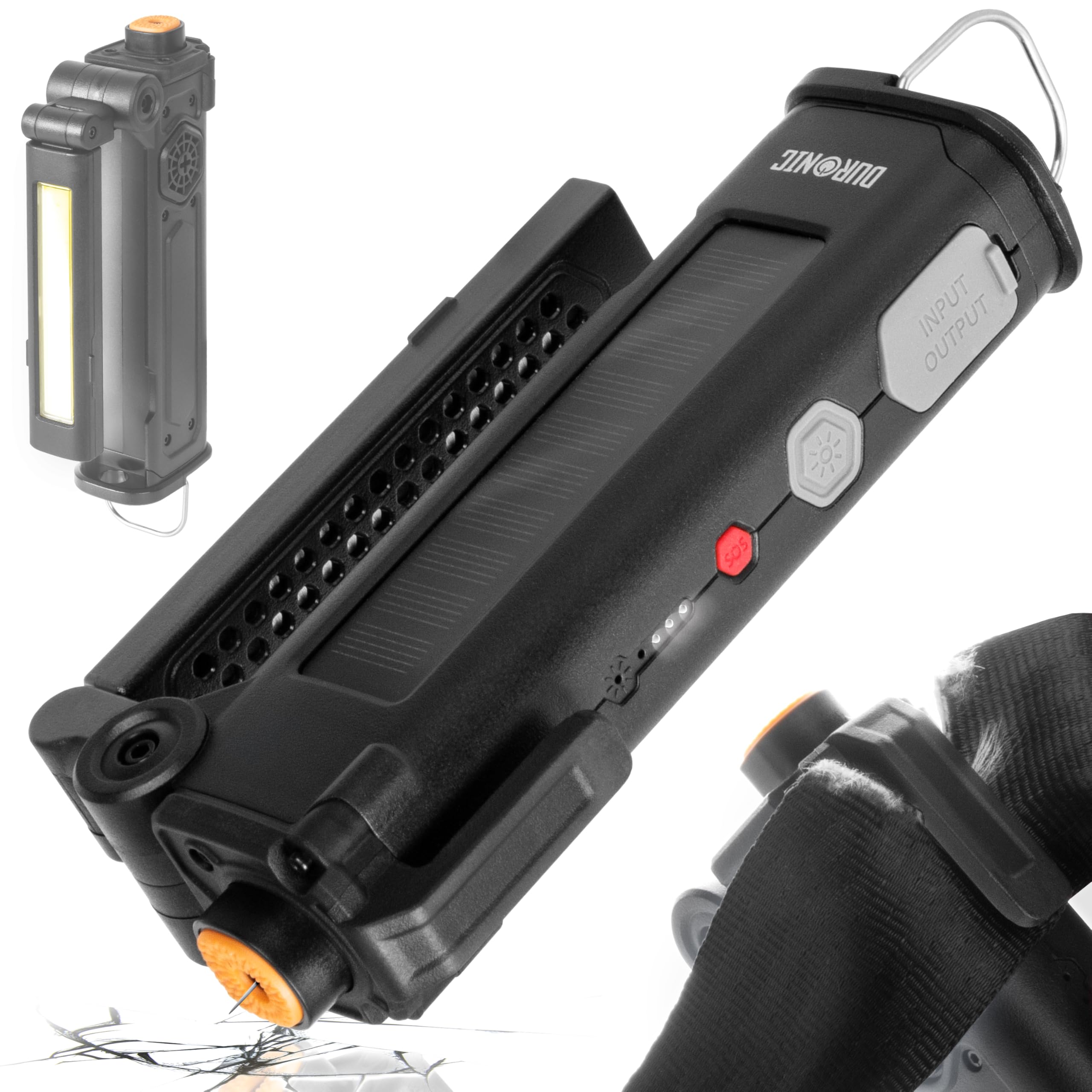 Duronic CT51 Rettungswerkzeug Auto, 6-in-1 Notfall Ausrüstung, Gurtschneider, Nothammer, Taschenlampe und Licht, Alarmton, Powerbank mit Solar und USB