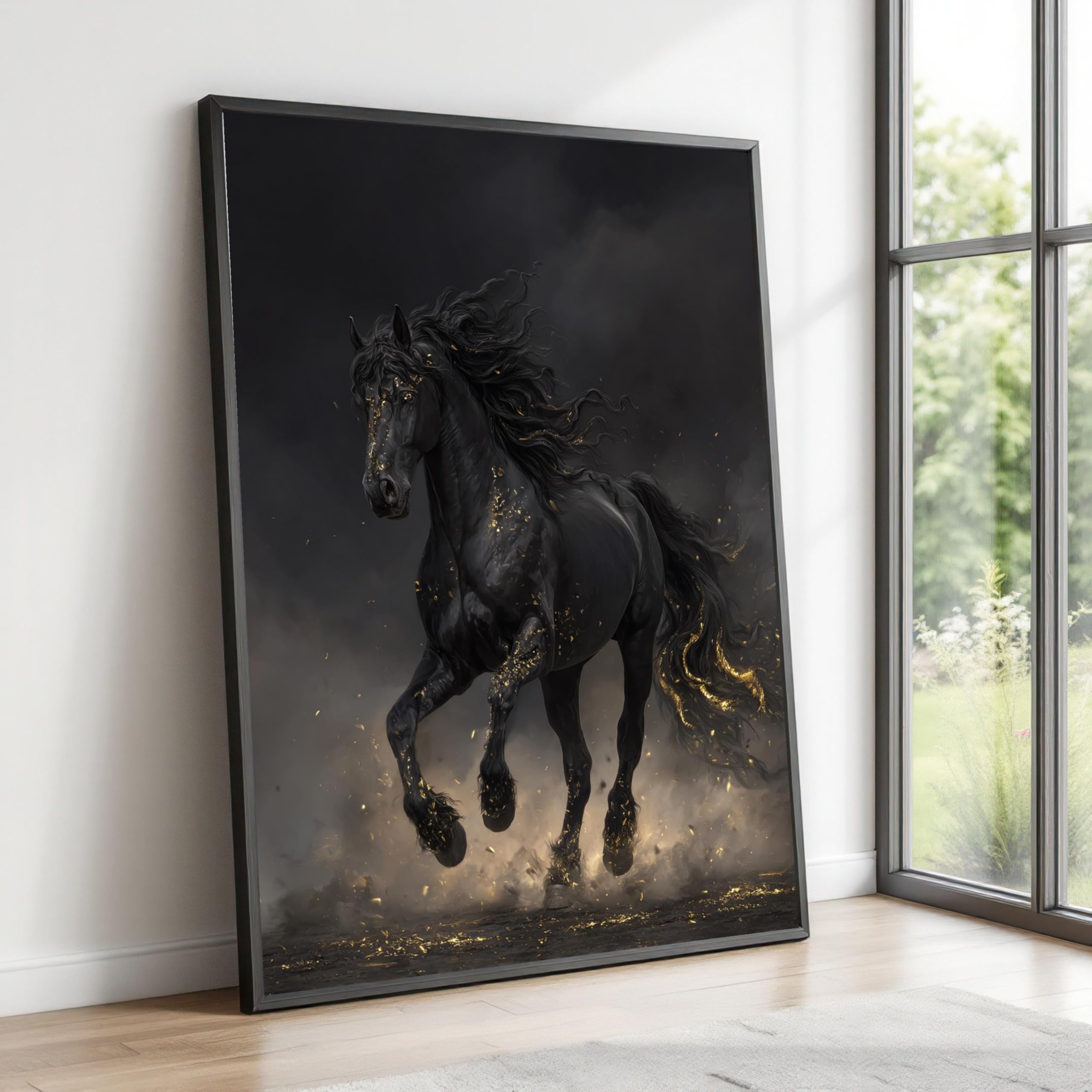 Affiches et impressions abstraites d'animaux avec tableau toile cheval noir 30x40 - 8
