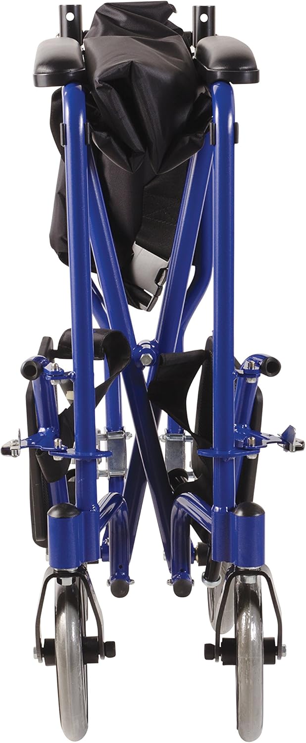 DMI Lightweight Folding Transport Chair Travel Wheelchair, Royal Blue : Health & Household