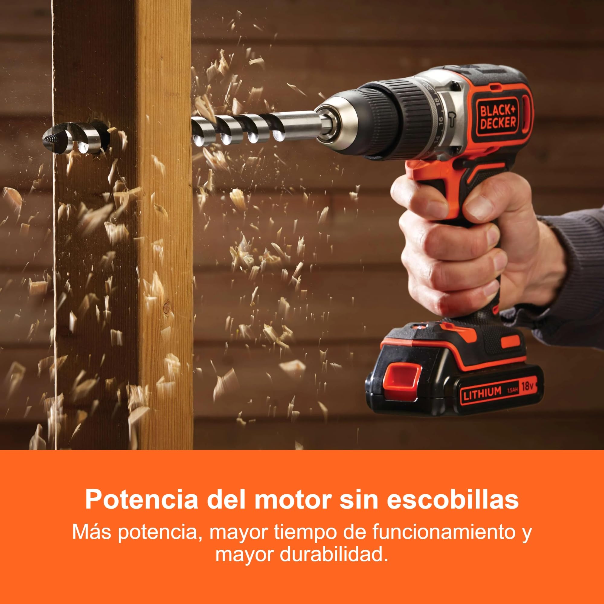 BLACK+DECKER Taladro Percutor sin Escobillas de 18V con 1 Batería de 4.0Ah y 1 Batería de 2.5Ah, 50 Accesorios, Cargador Rápido de 1A y Bolsa de Transporte, BL188ME2SA-QW