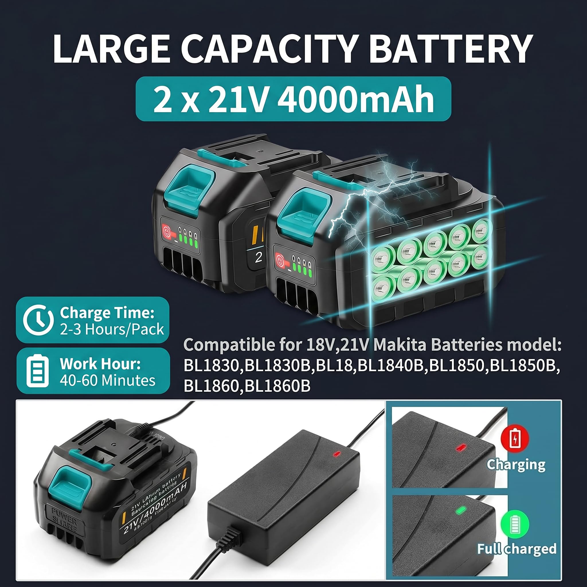 Desbrozadora eléctrica sin escobillas de 21 V, con cepillo para malas hierbas, con 4 tipos de cuchillas, desbrozadora eléctrica para césped, jardín