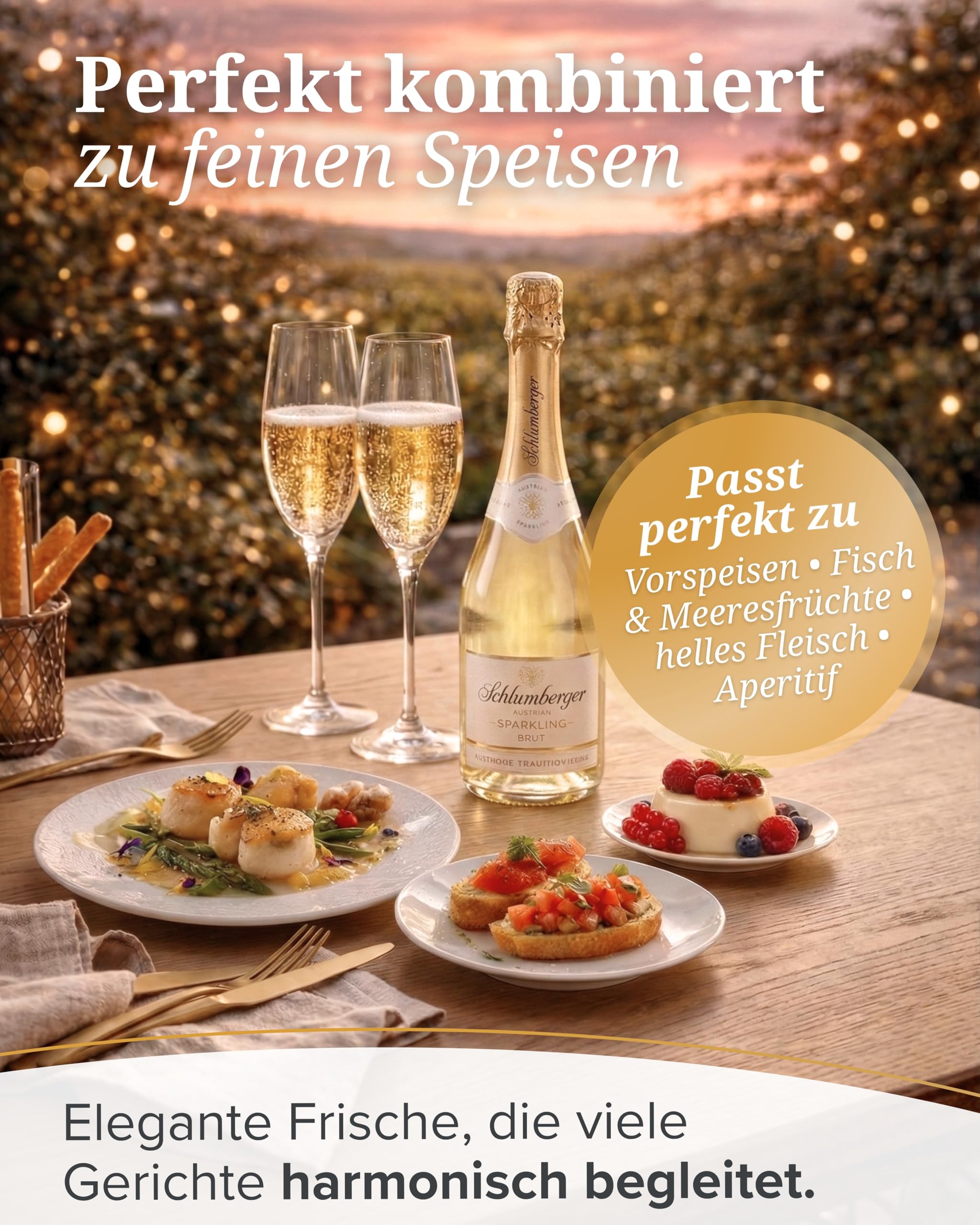 Schlumberger Sparkling Brut Klassik I Austrian Sparkling Sekt I 12% Vol. I 1,5 L I Méthode Traditionelle Flaschengärung I Feinperliger Brut Sekt als stilvoller Aperitif für besondere Anlässe