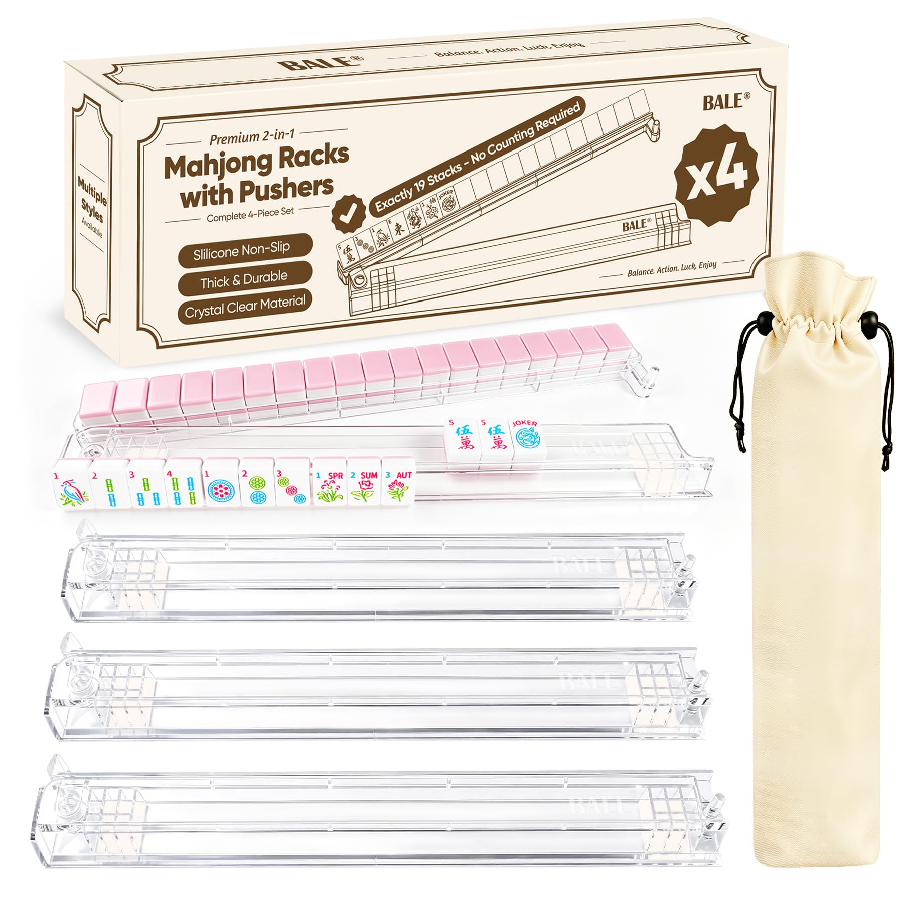Photo 1 of BALE Acrylic Mahjong Racks with Pushers Set of 4