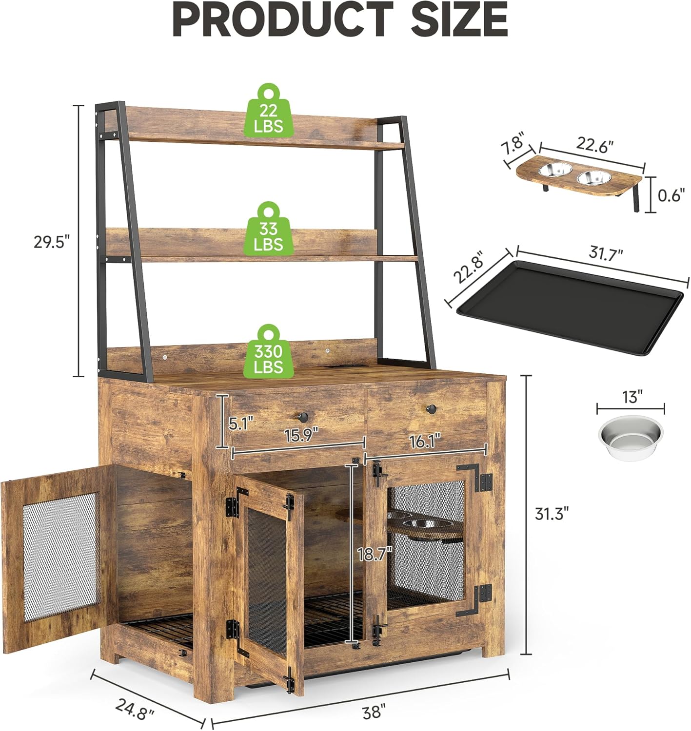 Stylish Comfort: The Real Relax 38" Dog Crate with Storage & Power Outlets