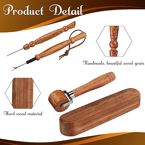Miniatura 10 de Savina Rodillo de costura y estilete para coseracolchar  Rodillo de prensado de madera, mango fácil de agarrar  Juego de herramientas de acolchado