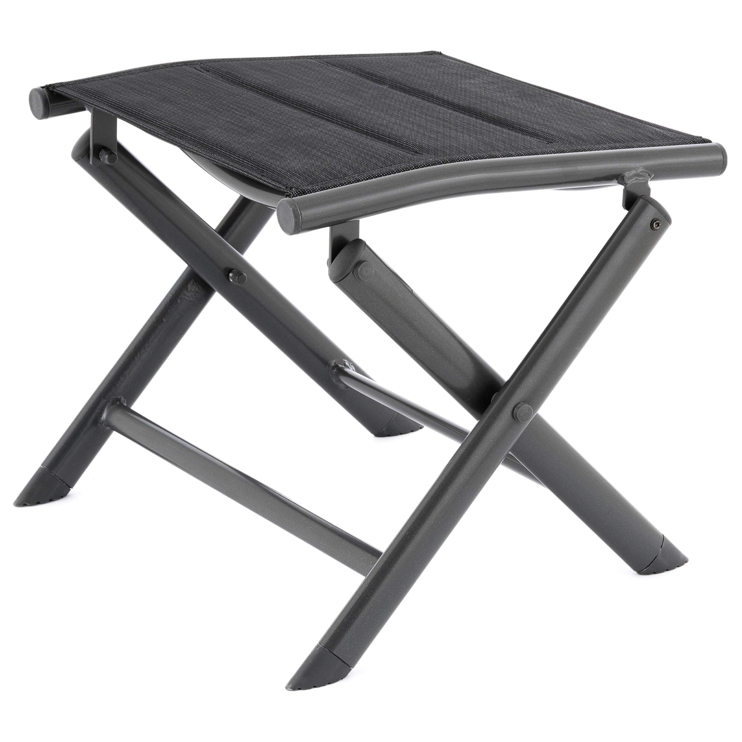 Nexos Klapphocker aus Aluminium und Olefin – Farbe Bespannung: Schwarz/Rahmen: Anthrazit