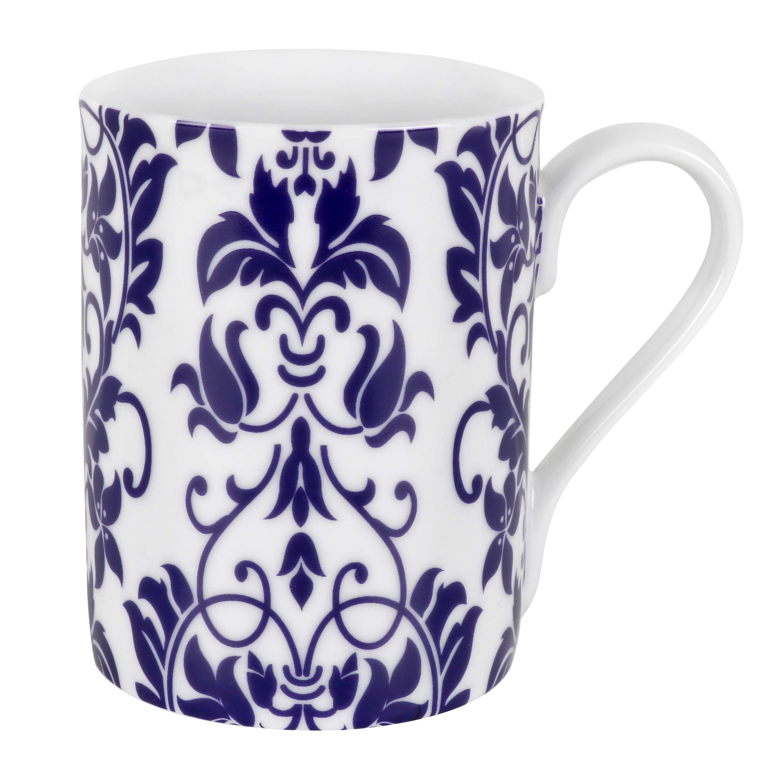 Hitkari Potteries Porcelain Coffee Mug Set, 350 ml/74 mm, 2-Pieces, White (0770 Nevy Blue)