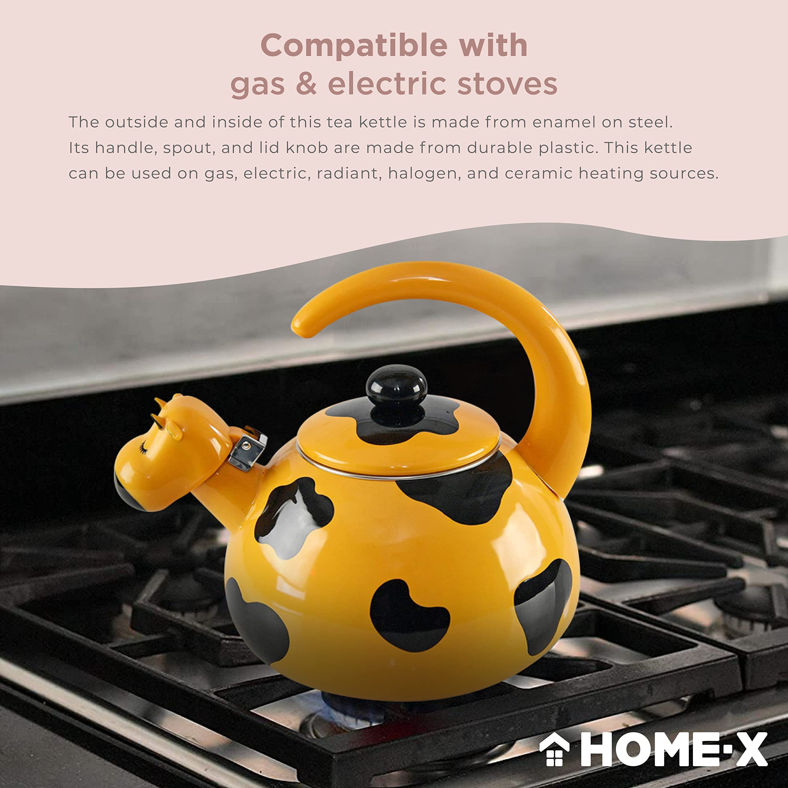 Buy HOMEX Cow Kettle, 2 Quart Whistling Tea Kettle for Gas Top or