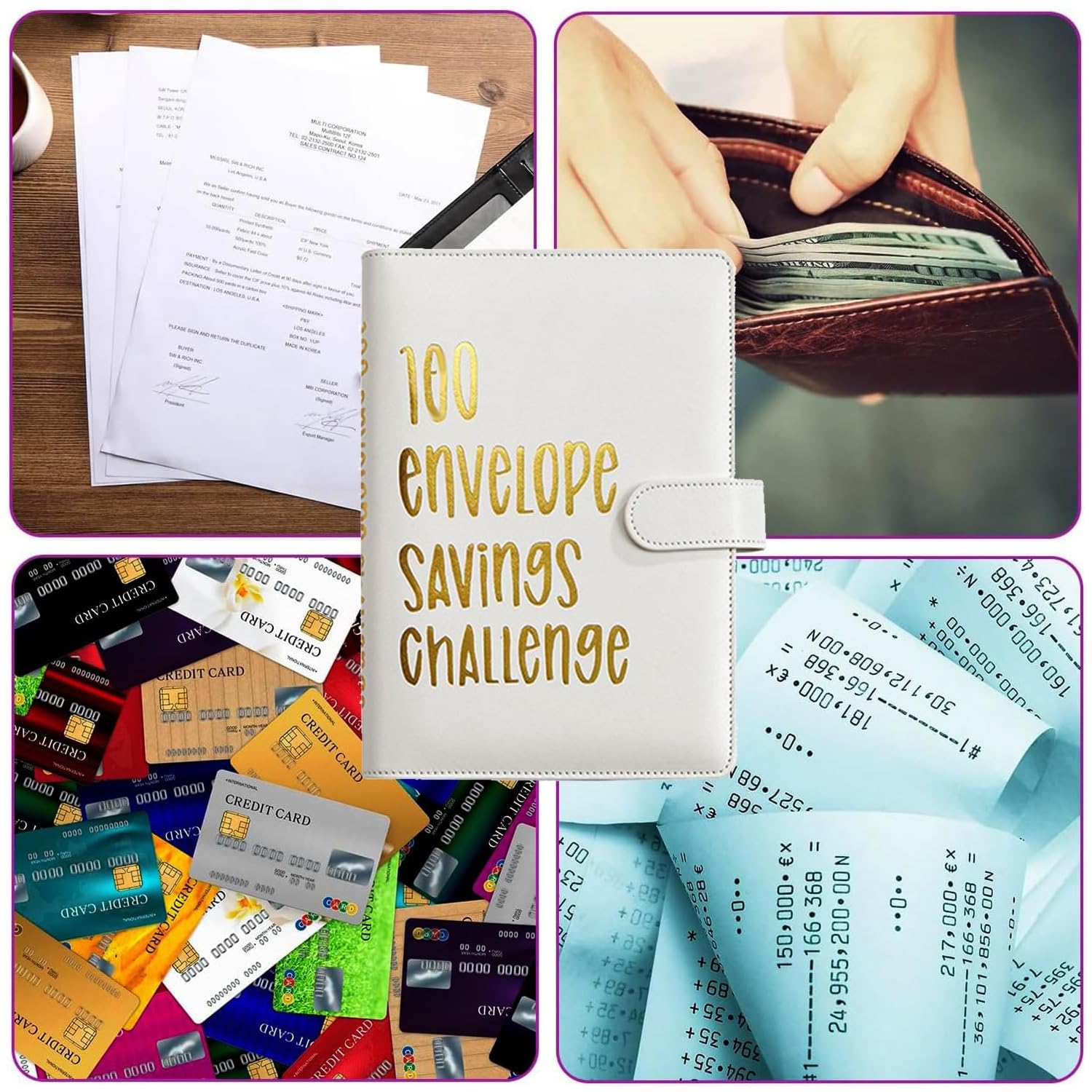 100 Umschlag Saving Challenge,Budget Planner Deutsch,A5 Haushaltsplaner mit Umschlägen,Budget Binder Einfache und Unterhaltsame Möglichkeit zu Sparen 5050 €,Sparbuch für Geld Sparen Challenge