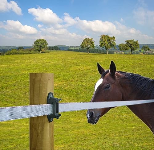 Miniatura 4 de EFencSolv Paquete de 50 pinzas de cinta eléctrica para cercas aislantes tensores de estiramiento de esquina, cinta adhesiva para poste de madera