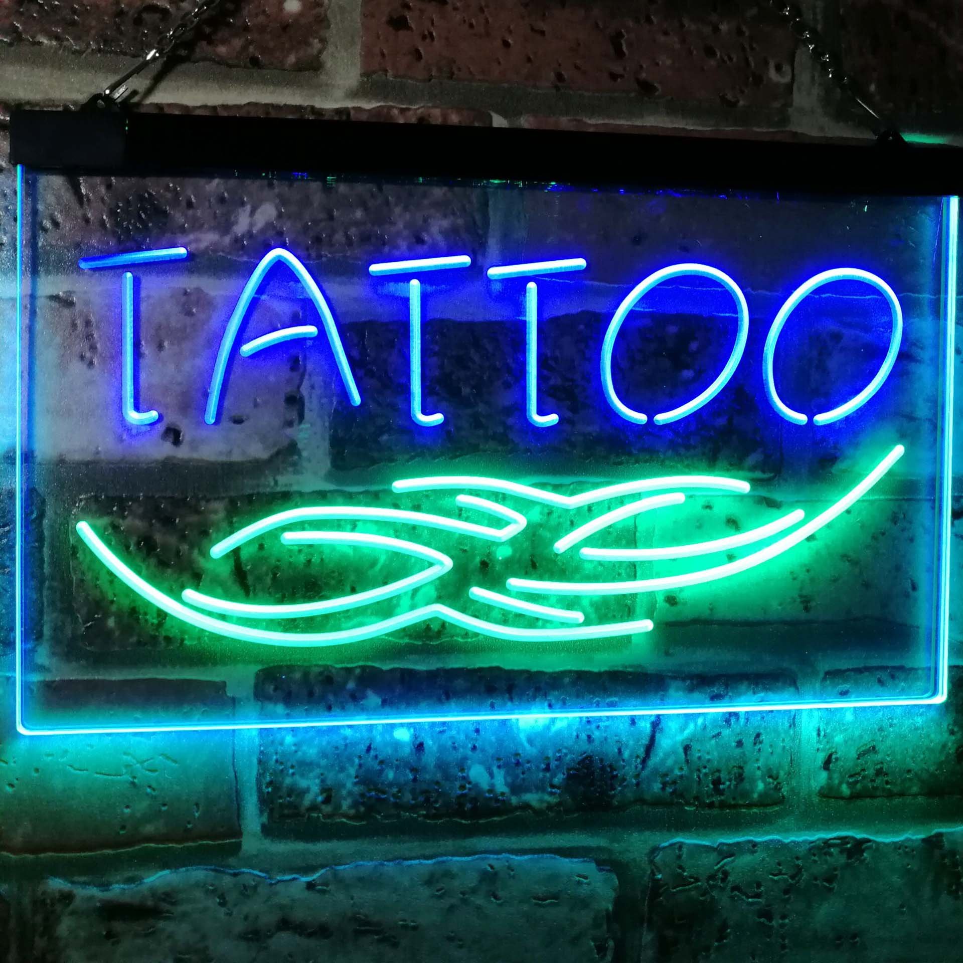 ADVPRO Tattoo Art Studio Ink Display Dual Color LED Enseigne Lumineuse Neon Sign Vert et Bleu 600 x 400mm st6s64-i2550-gb